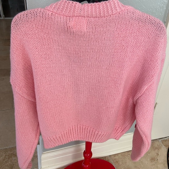 Charming Pink Cardigan with Red Heart Accents NWT Size Small - Picture 2 of 5